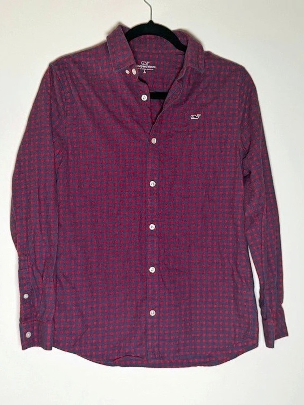 Vineyard Vines Checkered Button Down in Blue & Red Size Medium
